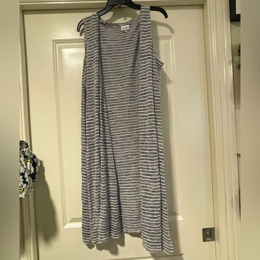 Lularoe Striped Nautical Joy Vest XL